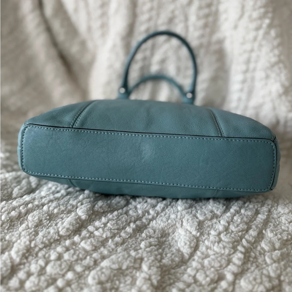 Vintage Coach Y2K Mini Ashley Leather Tote & Crossbody Bag Tiffany Blue & Silver - Picture 4 of 10